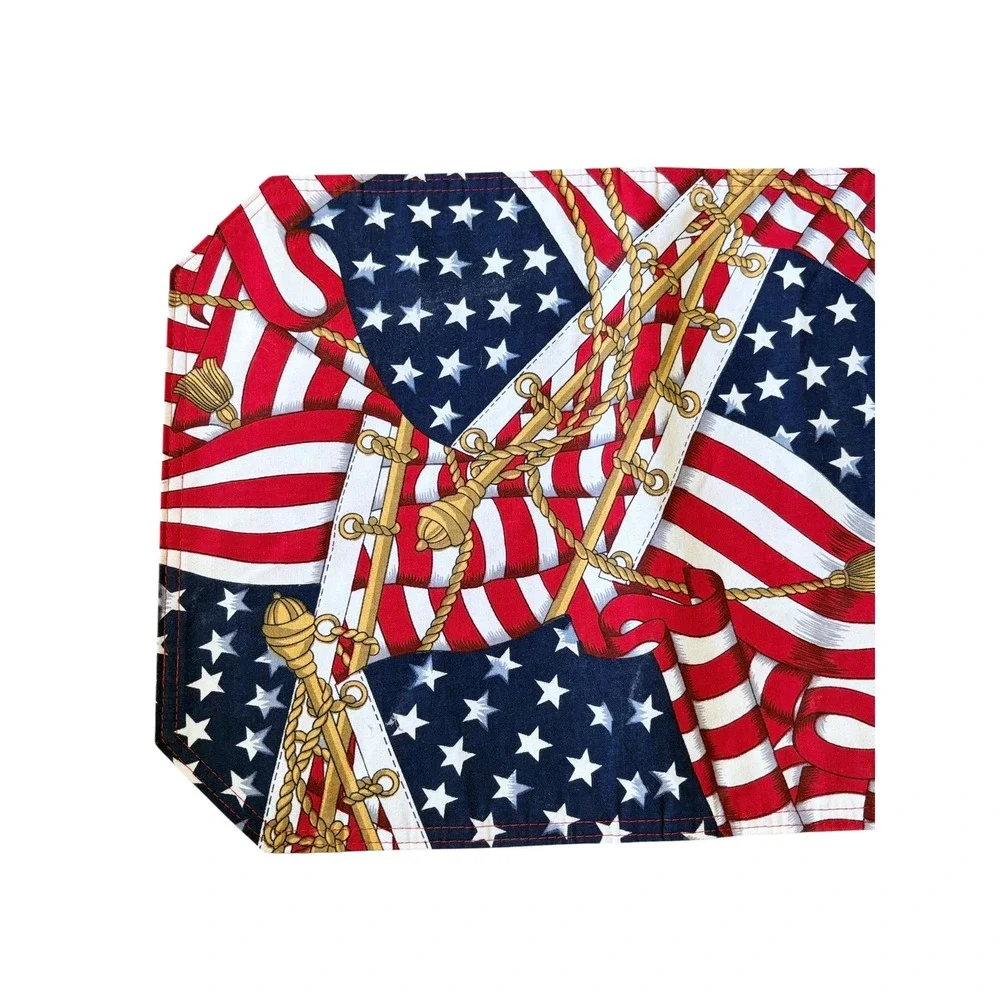 Set of 5 Patriotic American Flag Placemats Red White Blue Americana Decor 17x12